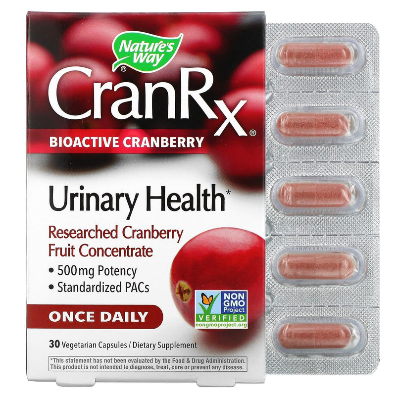 Nature's Way Nature's Way CranRx, Urinary Health, Bioactive Cranberry, 500 Mg, 30 Vegetarian Capsules Vitamins & Supplements White Smoke