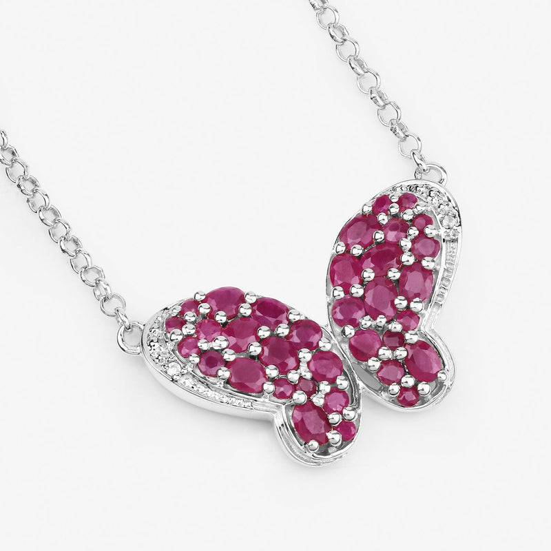 Bids.com 4.15 Carat Genuine Ruby and White Zircon .925 Sterling Silver Pendant Pendants