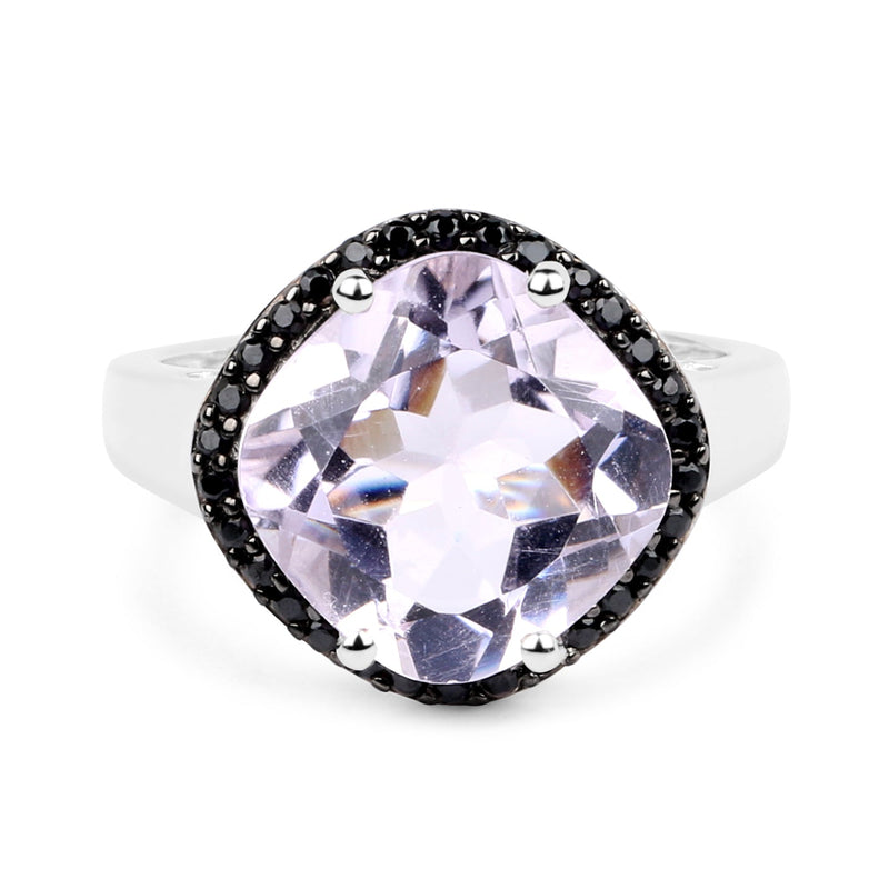 Bids.com 5.50 Carat Genuine Pink Amethyst & Black Spinel .925 Sterling Silver Ring Rings