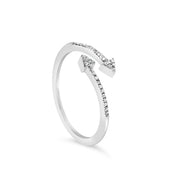 Bids.com .925 Sterling Silver 1/5 Cttw Diamond Double Arrowhead Open Ring (I-J Color, I2-I3 Clarity) - Ring Size 6 Rings