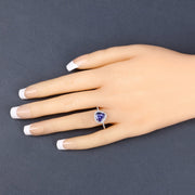 Bids.com 2.33 Carat Genuine Tanzanite and White Diamond 14K White Gold Ring Rings