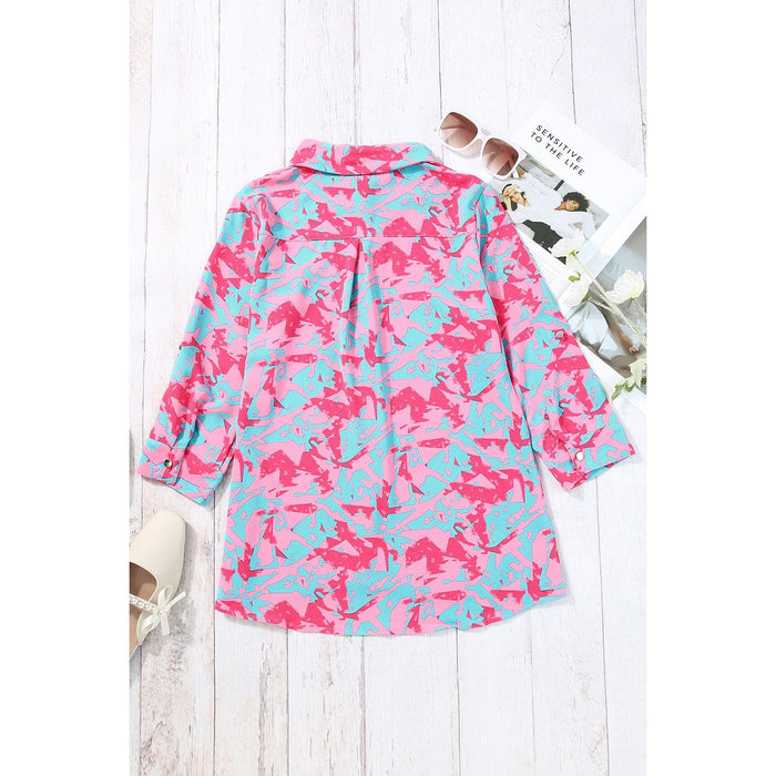 Printed Button Up Long Sleeve Shirt