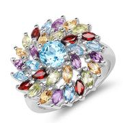 Bids.com 3.70 Carat Genuine Multi Stone .925 Sterling Silver Ring Rings