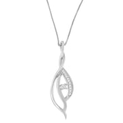 Bids.com Espira 10K White Gold Round Diamond Accented Open Cascade Twist 18" Pendant Necklace (1/10 Cttw, J-K Color, I1-I2 Clarity) Necklaces