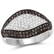 Bids.com 0.50 Carat Genuine Champagne Diamond and White Diamond .925 Sterling Silver Ring Rings