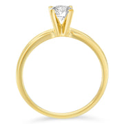 Bids.com GIA Certified 14K Yellow Gold 1/2 Cttw Diamond Solitaire Engagement Ring (H Color, SI1 Clarity) - Size 6 Rings
