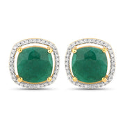 Bids.com 4.40 Carat Dyed Emerald and White Diamond .925 Sterling Silver Earrings Earrings