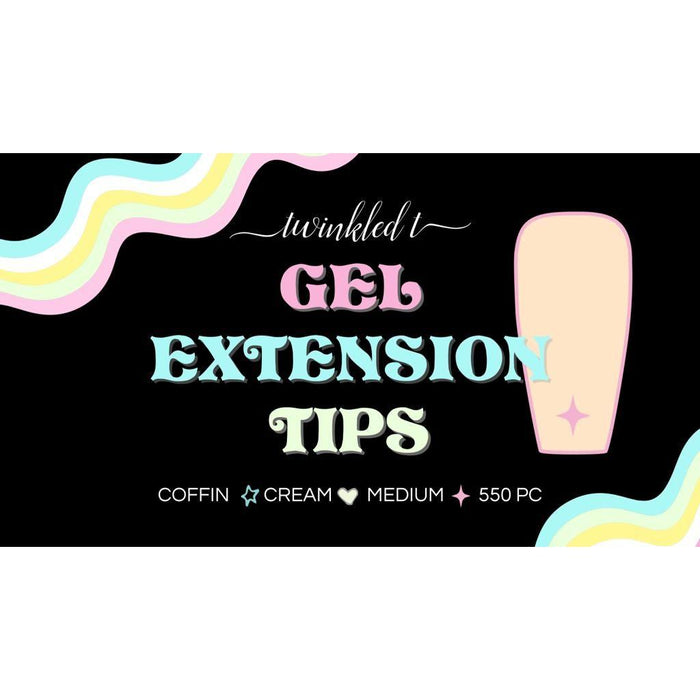 Twinkled T - Gel Extension Tips - Coffin ♥︎ Cream ♥︎ Medium