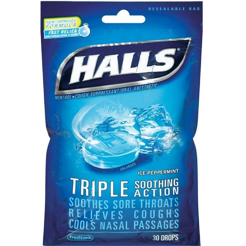 Halls Halls Cough Suppressant/Oral Anesthetic, Menthol, Ice Peppermint Health & Beauty