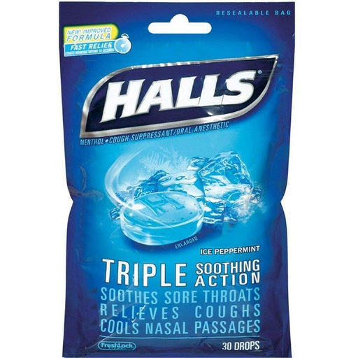 Halls Halls Cough Suppressant/Oral Anesthetic, Menthol, Ice Peppermint Health & Beauty