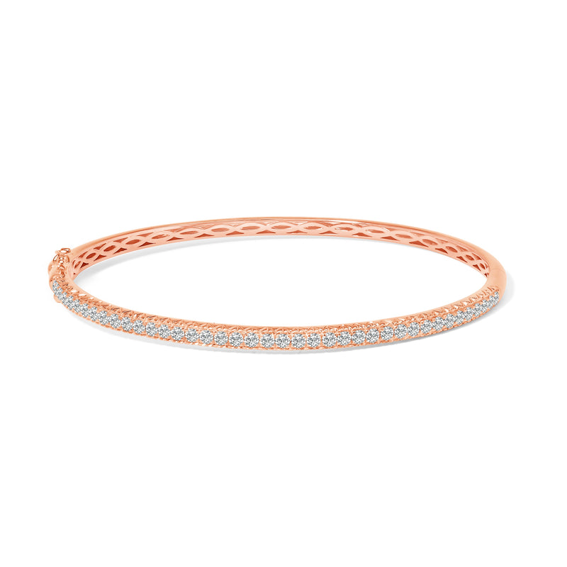 Bids.com 14K Rose Gold 1.00 Cttw Half Eternity Diamond Bangle Bracelet (G-H Color, SI2-I1 Clarity) - 7" Inches Bracelets