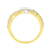 Bids.com 10K Two Tone Color 5/8 Cttw Diamond Kite and Twist Shank Ring (H-I Color,SI2-I1 Clarity) Rings