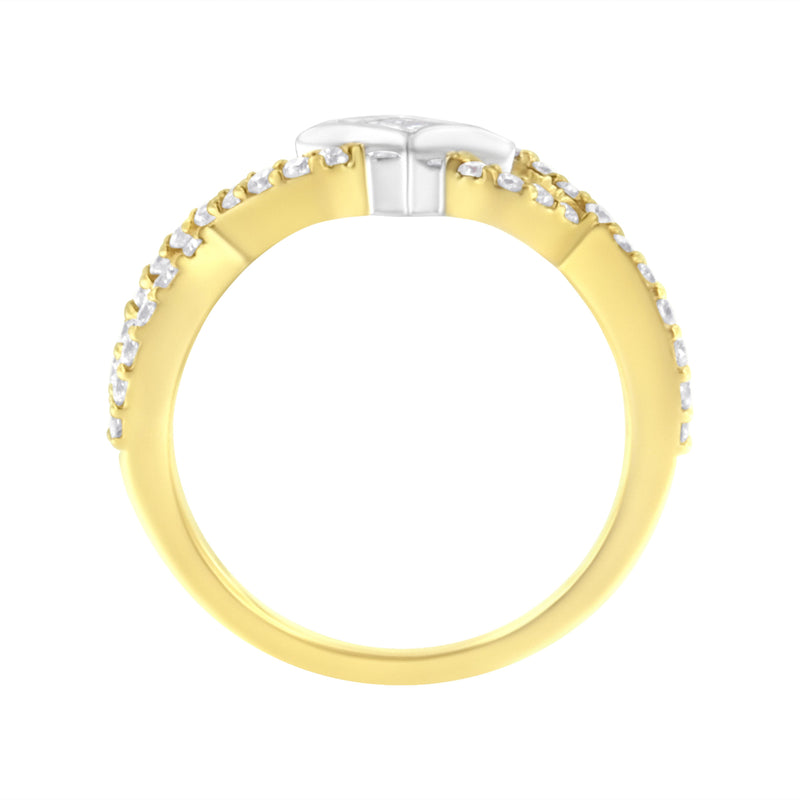 Bids.com 10K Two Tone Color 5/8 Cttw Diamond Kite and Twist Shank Ring (H-I Color,SI2-I1 Clarity) Rings