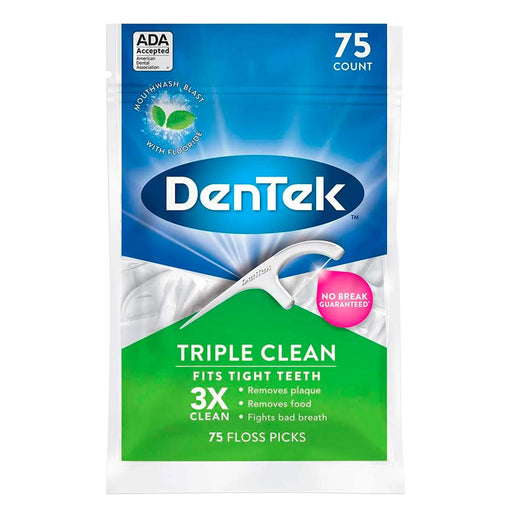 DenTek DenTek Triple Clean Floss Picks, Mouthwash Blast Mint, 75 Count Dental Floss