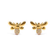 Bids.com 10K Yellow Gold Diamond Accented Bumble Bee Stud Earring (H-I Color, I1-I2 Clarity) Earrings