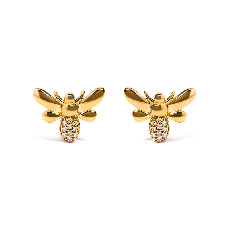 Bids.com 10K Yellow Gold Diamond Accented Bumble Bee Stud Earring (H-I Color, I1-I2 Clarity) Earrings