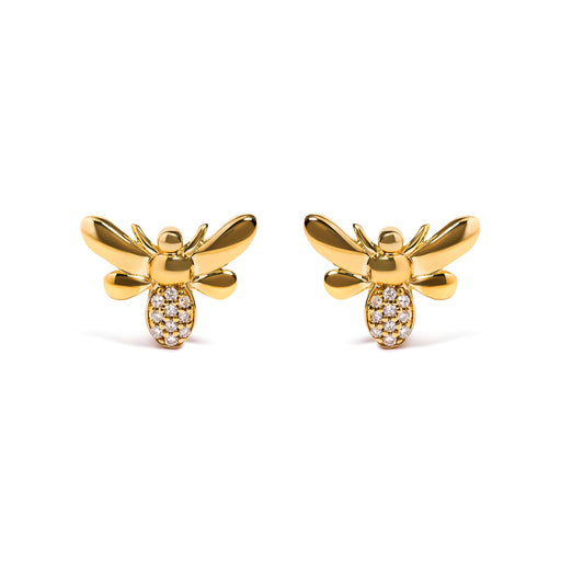 Bids.com 10K Yellow Gold Diamond Accented Bumble Bee Stud Earring (H-I Color, I1-I2 Clarity) Earrings
