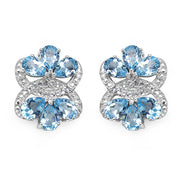Bids.com 10.26 Carat Genuine Blue Topaz & White Topaz .925 Sterling Silver Earrings Earrings