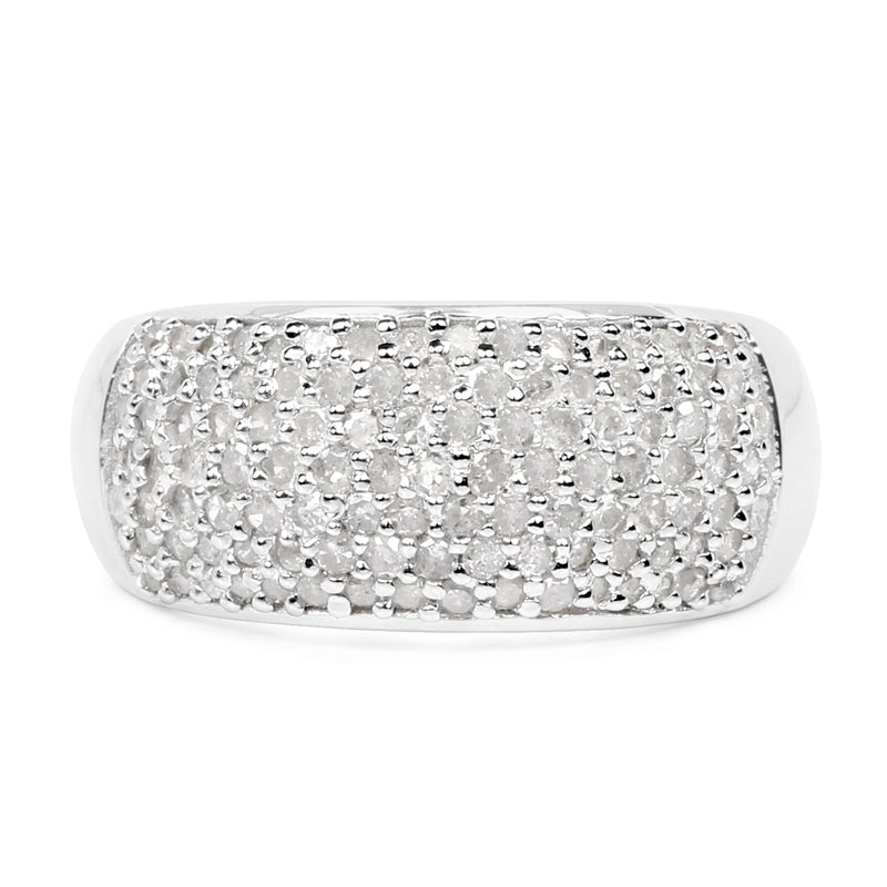 Bids.com 0.96 Carat Genuine White Diamond .925 Sterling Silver Ring Rings