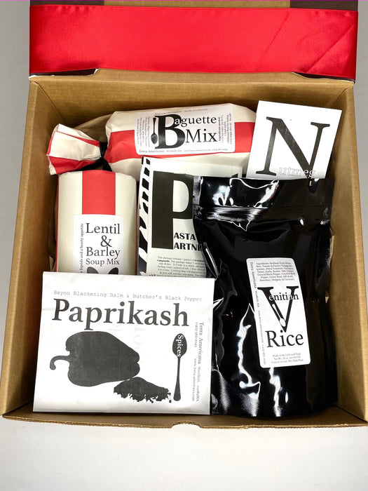 Old World Comfort Gift Box - Pasta Partners, Corsican White Bean Stew, Venetian Rice, Baguette Mix, Paprikash