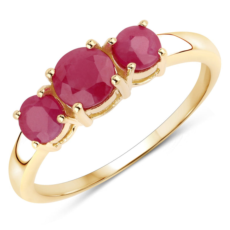 Bids.com 1.15 Carat Genuine Ruby 14K Yellow Gold Ring Rings