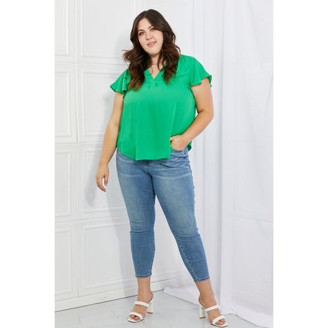 Sew In Love Just For You Short Ruffled sleeve length Top in Green