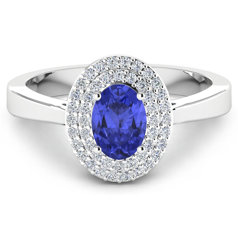 Bids.com 0.91 Carat Genuine Tanzanite and White Diamond 14K White Gold Ring Rings