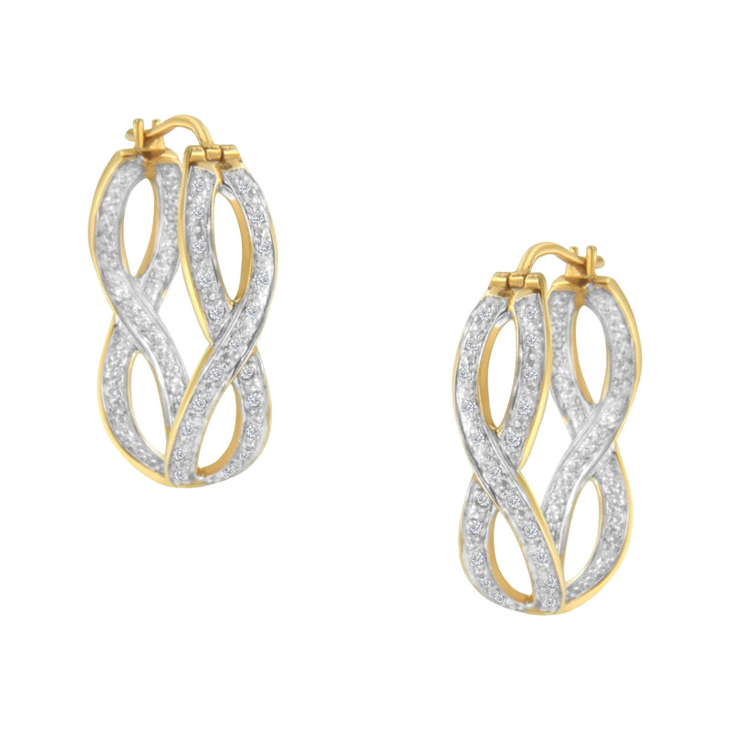 Bids.com 10K Yellow and White Gold 1/4 cttw Diamond Double Infinity Hoop Earrings (I-J Clarity, I1-I2 Color) Earrings