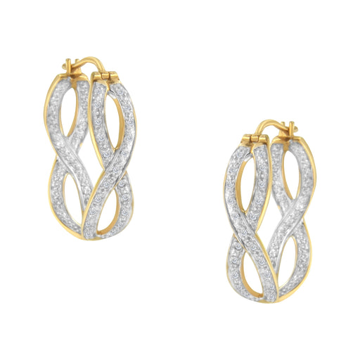 Bids.com 10K Yellow and White Gold 1/4 cttw Diamond Double Infinity Hoop Earrings (I-J Clarity, I1-I2 Color) Earrings