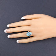 Bids.com 8.84 Carat Genuine Aquamarine and White Diamond 14K White Gold Ring Rings