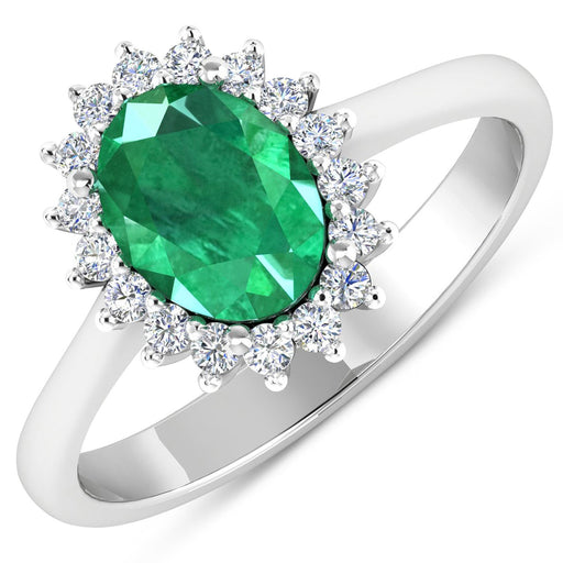 Bids.com 1.87 Carat Genuine Zambian Emerald  and White Diamond 14K White Gold Ring Rings