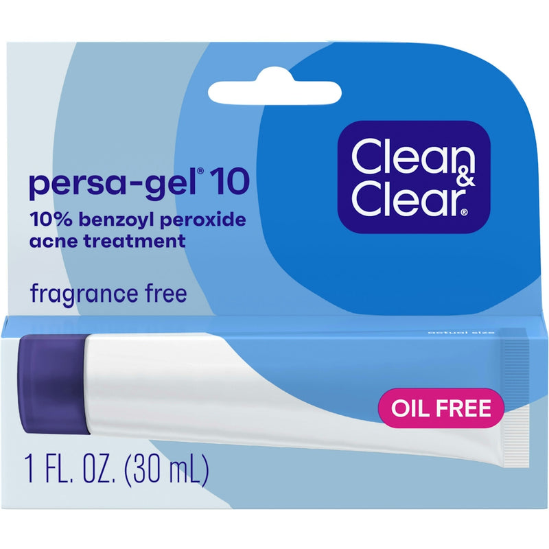 Clean & Clear Clean & Clear Persa-Gel 10 Oil-Free Acne Spot Treatment With Maximum Strength 10% Benzoyl Peroxide, Topical Pimple Cream Gel Medication For Face, Fragrance-Free, 1 Fl. Oz Skin Care