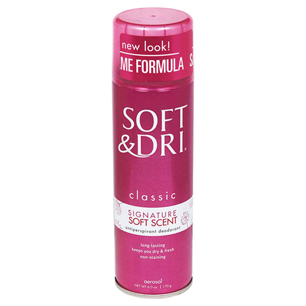 Soft & Dri Soft & Dri Antiperspirant Deodorant, Signature Scent, Classic, Aerosol 6 Oz Deodorant Maroon