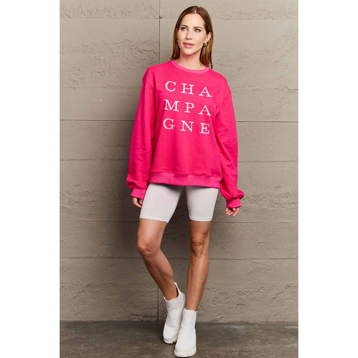 Simply Love CHAMPAGNE Graphic Long Sleeve Sweatshirt