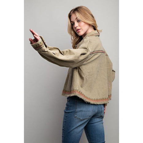 EMBROIDERED WASH COTTON JACKET