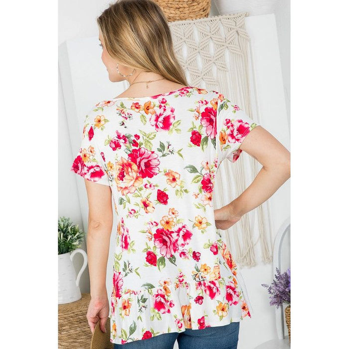 Plus Allover Floral Babydoll Top