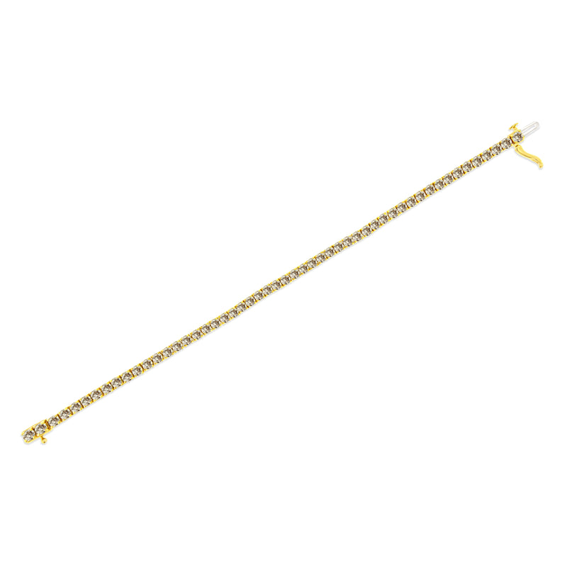 Bids.com 14K Yellow Gold Plated .925 Sterling Silver 8.0 Cttw Diamond Classic Link Tennis Bracelet (K-L Color, I2-I3 Clarity) - 7-1/4" Bracelets