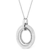 Bids.com .925 Sterling Silver Prong-Set Diamond Accent Satin Finished Double Circle 18" Pendant Necklace (I-J Color, I1-I2 Clarity) Necklaces