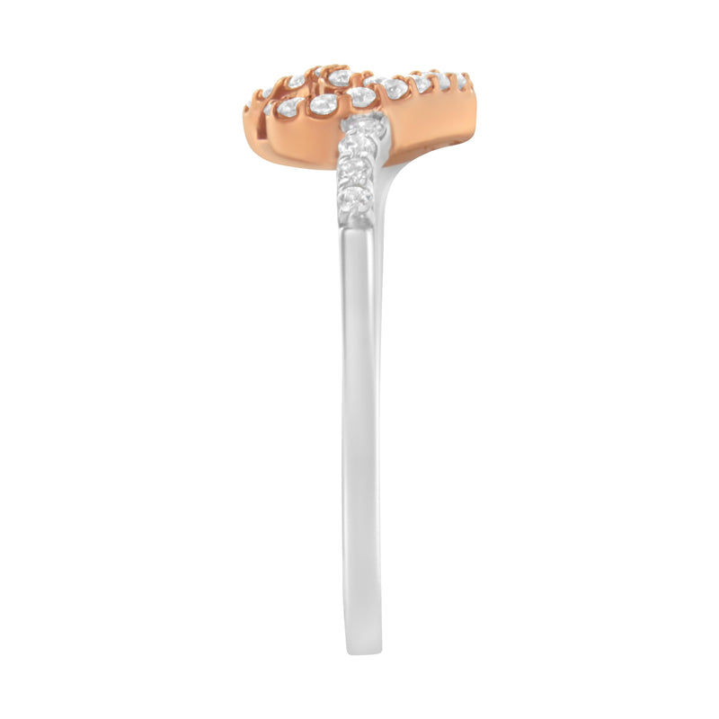 Bids.com 10K Rose Gold over .925 Sterling Silver 1/5 Cttw Diamond Two Tone Open Heart Promise or Fashion Ring (I-J Color, I2-I3 Clarity) - Size 6 Rings