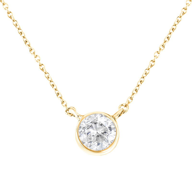 Bids.com .925 Sterling Silver 1/2 Cttw Diamond Bezel 18" Pendant Necklace (I-J Color, I2-I3 Clarity) Necklaces