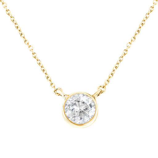 Bids.com .925 Sterling Silver 1/2 Cttw Diamond Bezel 18" Pendant Necklace (I-J Color, I2-I3 Clarity) Necklaces