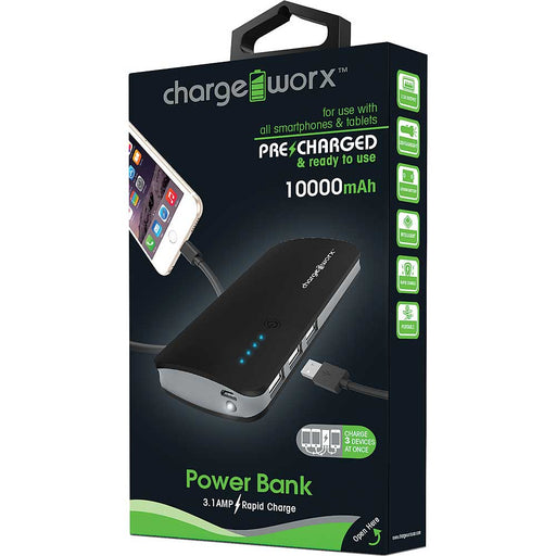 ChargeWorx ChargeWorx® CX6740 10000mAh Portable Power Bank – Triple USB Batteries