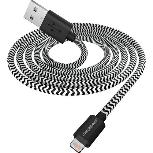 Chargeworx Chargeworx Braided Lightning to USB-A Charging Cable, 3ft, Durable Fabric Cord Cables