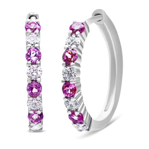 Bids.com 10K White Gold, Â½ Cttw Diamond, & Â½ Cttw Lab-Grown Blue Sapphire Leverback Hoop Earrings (H-I Color, I1-I2 Clarity) Earrings