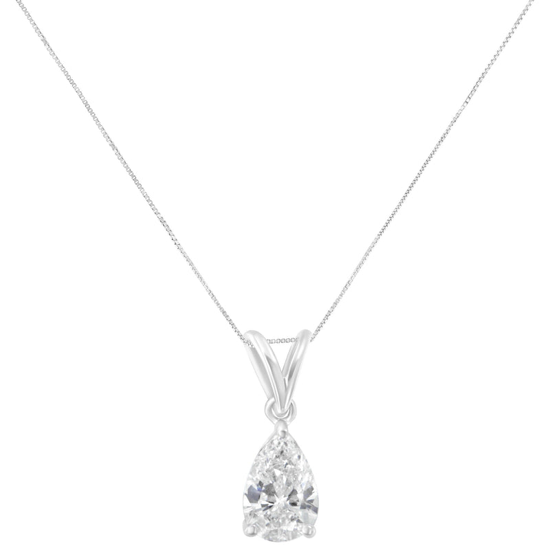 Bids.com IGI certified 10K White Gold 1/2 cttw Diamond Pear Pendant Necklace (I-J, I1) Necklaces