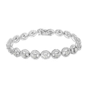 Bids.com .925 Sterling Silver 1/2 Cttw Diamond Nested Circle Miracle Set Open Wheel 7" Fashion Link Bracelet (I-J Color, I3 Clarity) Bracelets