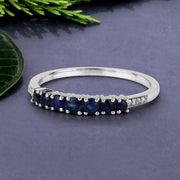 Bids.com 0.45 Carat Genuine Blue Sapphire and White Diamond 14K White Gold Ring Rings