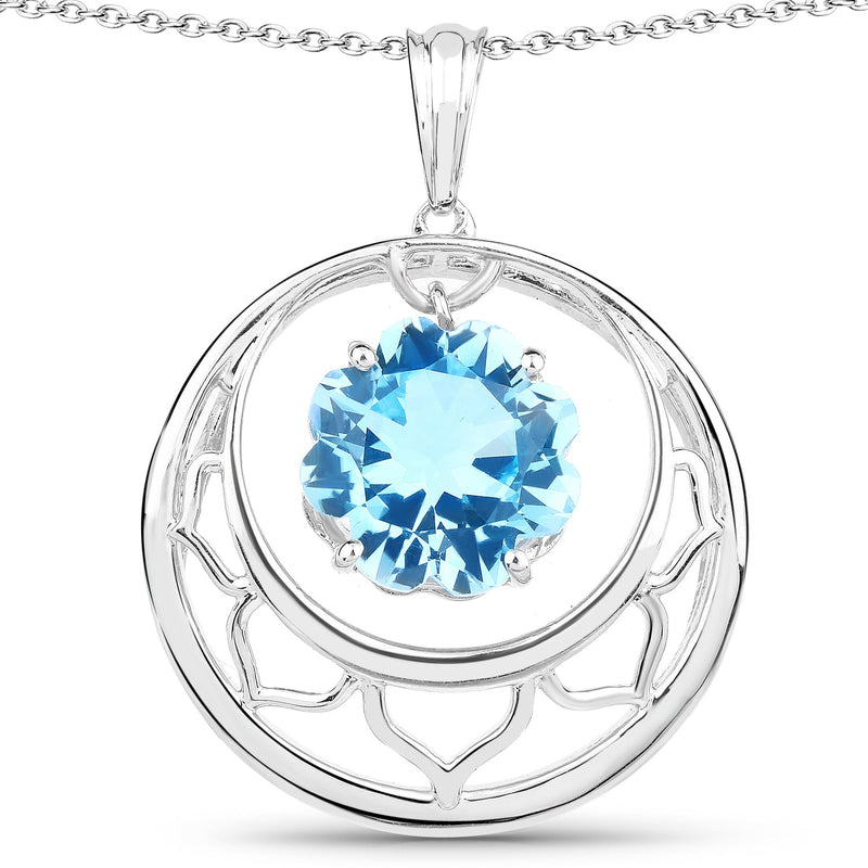 Bids.com 8.75 Carat Genuine Swiss Blue Topaz .925 Sterling Silver Pendant Pendants