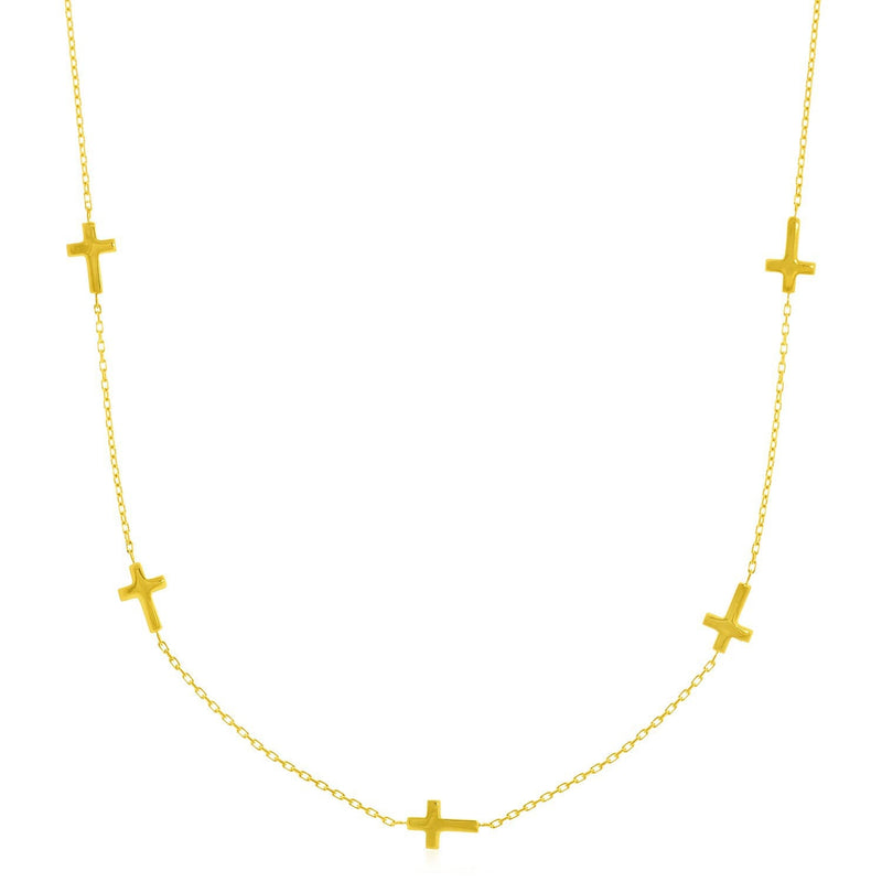 Bids.com 14k Yellow Gold Chain Necklace with Cross Stations Necklaces