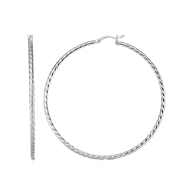 Bids.com Hoop Earrings with Twist Texture in Sterling Silver Earrings